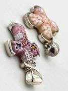 925 sterling Silver Set Of Vintage Alan K Millefiori Of Venice Murano Glass Cross Pendant