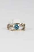 Sterling Silver Natural Blue Topaz Gemstone Ring Size 6