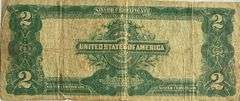 $2 Series of 1899 Silver Dollar Certificate.