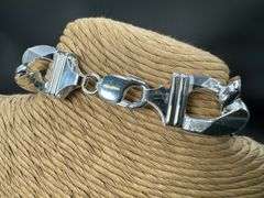 Men's 18mm Solid .925 Sterling Silver Flat Figaro Chain Link Italy Bracelet 9" inch