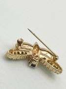14KT Yellow Gold LE Vian Designer Multi Colpor Gem Stone Harvest Bee Brooch Pin