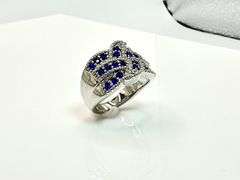 14 Kt White Gold Plate 7 Cttw Simulated Midnight Blue Sapphire Ring