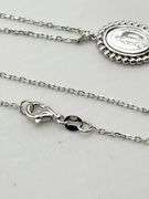 925 Sterling Silver  "Miraculous Medal" Bead Station With Virgin Mary With Small Cross Charm Necklac