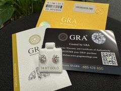 14 Karat Yellow Gold Round 7mm Moissanite Stud Screw Back Earring