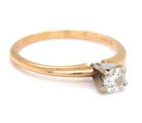 14kt Yellow gold 1/4ct round brilliant cut diamond ring