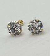 14KT White Gold Two Carat CZ Stud Earrings