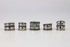 .925 Sterling Silver Handmade Bali Rings Lot of 5 Various Sizes & Styles