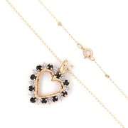 10kt Yellow gold Sapphire and diamond open heart pendant on chain