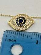 925 Sterling Silver Gold Tone Eye Shaped Evil Eye Necklace