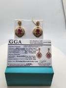 Magnificent pair earring of Ruby and diamond in Silver – GGA Certified
