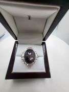 Very fine one Star Ruby 26.25 CW and Sapphire ring in silver 14k gold plated