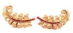 Vintage Tiffany & Co ruby feather clip on earrings