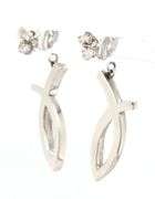 Modern 14K WG Dangle Post Earrings with Diamonds