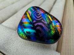 Sterling Silver 925 One of a Kind Dichroic Glass Ring Size 8.5
