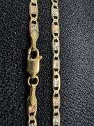 10k Gold Rose White Yellow Tri Color Solid Valentino Diamond-Cut Star Link Chain 3.2mm Necklace 24"