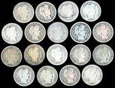 18 Different Barber Silver Dimes: 1908-O to 1916-S