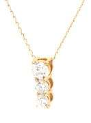 14kt Yellow gold 0.35ctw diamond journey 3 stone pendant on chain