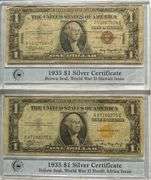 $1 Hawaii & North Africa 1935 A Emergency Issue Silver Certificates