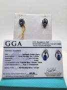 Magnificent pair earring of Tanzanite in Silver – GGA Certified