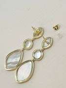 925 Gold Tone Sterling Silver  Mother of Pear; Three Drop Earrings
