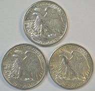 3 Nice AU Mintmarked Walking Liberty Halves: 1942-D, 1942-S, & 1945-D