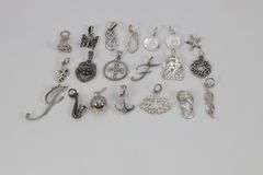 Sterling Silver Curated Pendant Assortment Various Sizes & Styles (20 Pendant Lot)