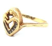 Set of 10kt Yellow gold mother and child diamond ring and pendant