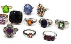 Group lot of 15 vintage 925 sterling silver gemstone rings