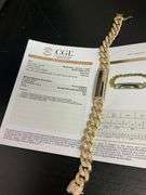 BRAND NEW CERTIFIED MEN'S CUBAN LINK DIAMOND ID BRACELET. 18K GOLD