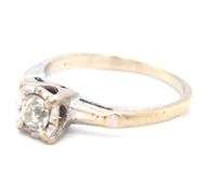 14kt White gold mine cut diamond ring