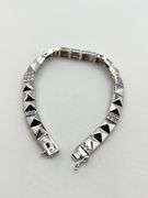 925 Sterling Silver Alternative Polished Pyramid link With Crystal Pave Bracelet