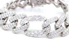 925 Sterling silver heavy link cubic zirconia bracelet