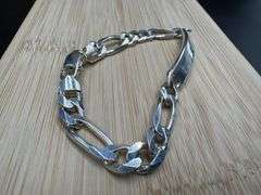 .925 Sterling Silver 8mm Figaro Link ID Bracelet 8 Inches
