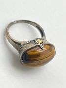 925 Sterling Silver Oval Shape Tiger Eye Ring