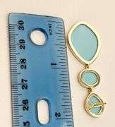 925 Gold Tone Sterling Silver Three Drop Blue Stone Earrings