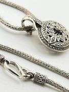 925 Sterling Silver Vintage Atr Deco Marcasite Pendant With Foxtail Suarti Chain Necklace           