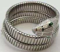 925 Sterling Silver And Stainless Steel Crystal Triple Wrap Snake Bracelet