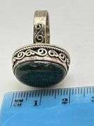 925 Sterling Silver Green Turquoise With Intricate Scrollwork Setting Details Ring