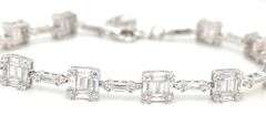 925 Sterling silver princess and round cubic zirconia bracelet