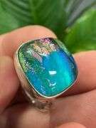 Sterling Silver 925 One of a Kind Dichroic Glass Ring Size 7