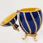 3.2" Twisted Fabergé Egg Replica Jewelry Box – Blue Keepsake Яйцо Фаберже