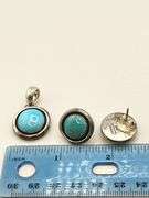 925 Sterling Silver Signed Artie Yellowhorse Turquoise Set Of Earrings And Pendant