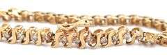 14kt Yellow gold round brilliant cut diamond S link bracelet