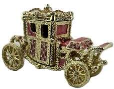 Royal Imperial Pink Russian Fabergé Egg Replica with Pink Carriage