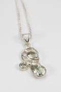 Sterling Silver Green Amethyst Gemstone Pendant (Includes 1.7mm Sterling Silver Box Chain 20" 6.4 gr
