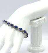 Darling 13.10CTW Oval Faceted Kyanite & Diamond Bracelet in 14K White Gold Over Sterling Silver