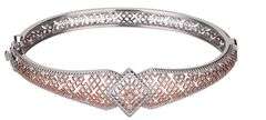 Delicate lace design sterling silver with rose gold plating bangle