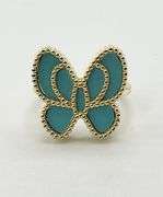 925 Sterling Silver Butterfly Turquoise Color Inlay Ring