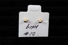 10k Yellow Gold 6mm Round Clear CZ Solitaire Stud Earrings