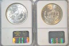 Impressive virtual Gem BU 1886 & 1887 Morgan Silver Dollars. NGC MS64